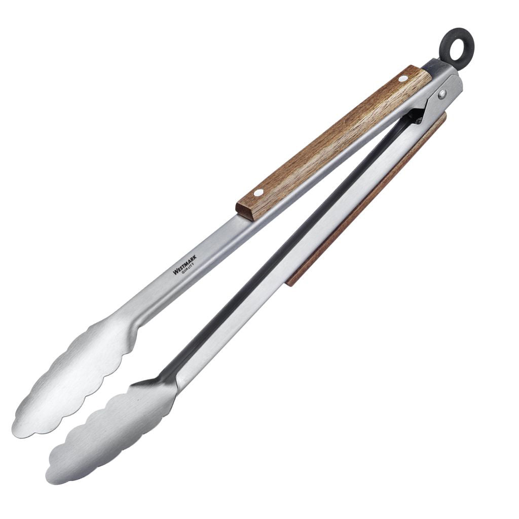 Grilltang - Rustfrit stål med bøgetræ - 31 cm