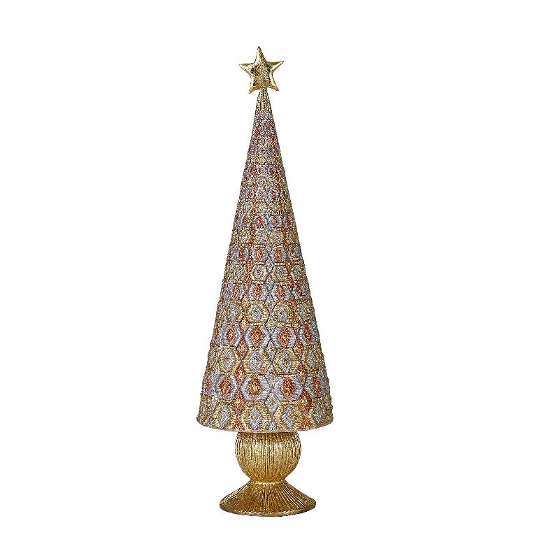 Juletræ med fod ‘Wonderland’ gylden - 33 cm