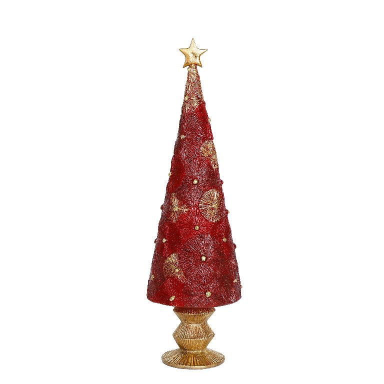 Juletræ med fod ‘Wonderland’ rød - 34 cm
