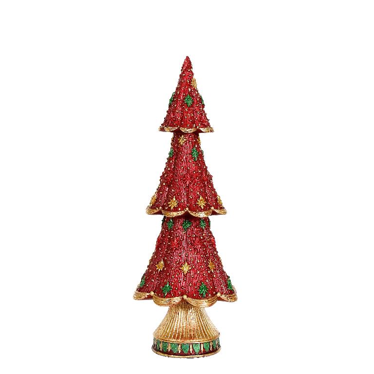 Juletræ med fod ‘Wonderland’ rød - 34 cm