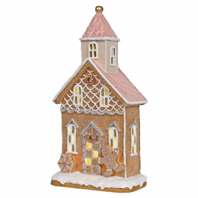 Peberkagehus med lys - 33 cm
