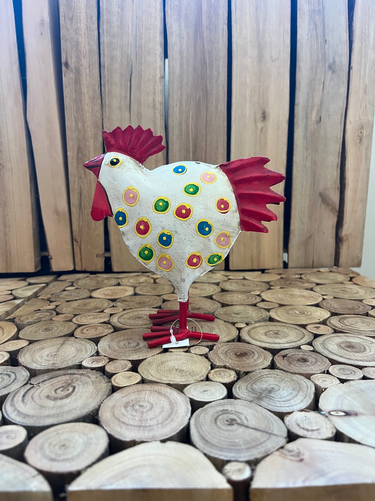 Sæt metal hane og høne - hvid