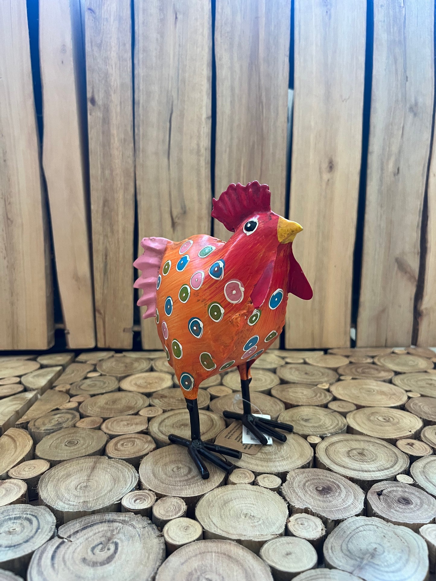 Sæt metal hane og høne - Grøn / Orange