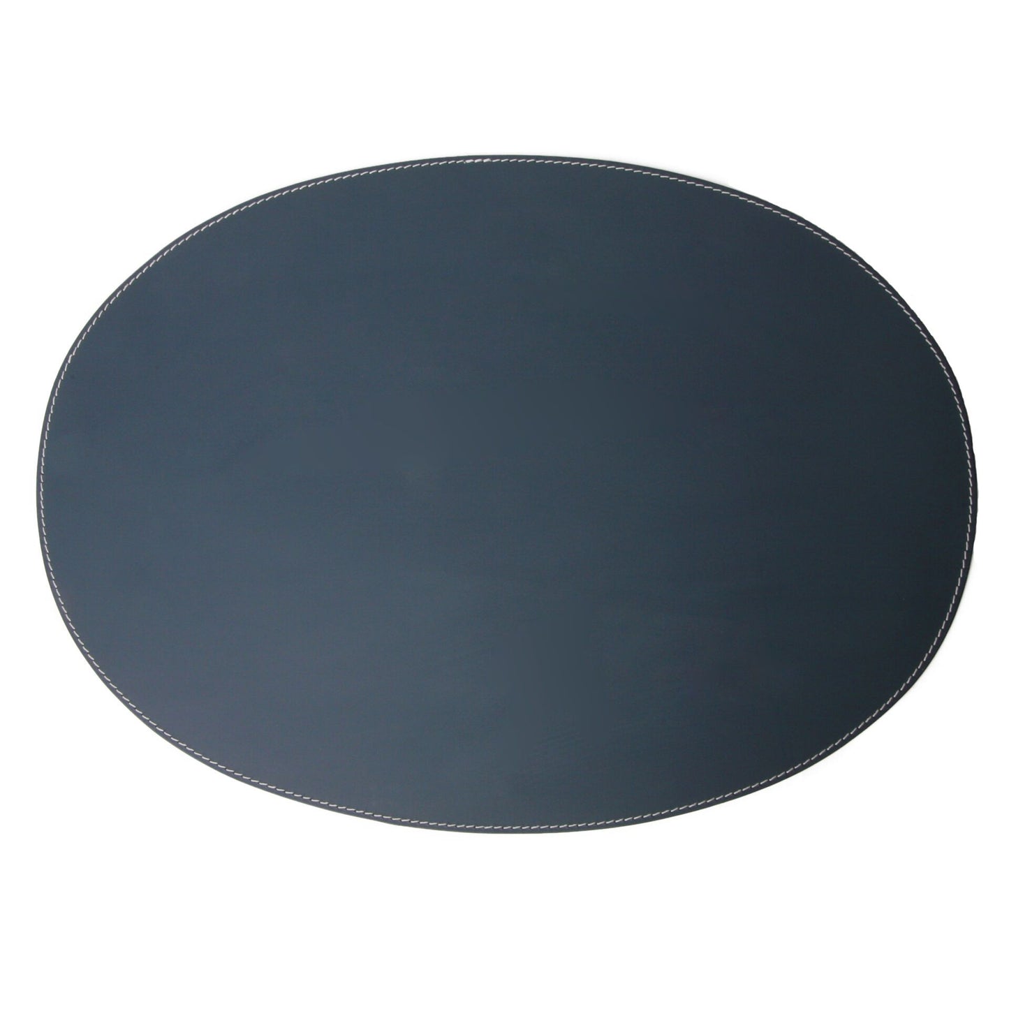 Dækkeserviet i læder - Støvet blå - oval