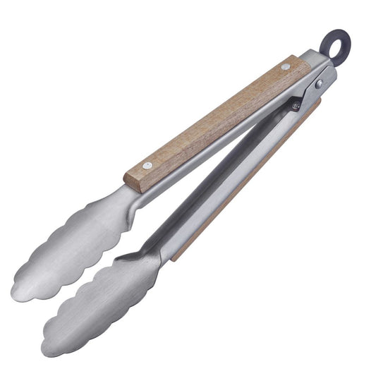 Grilltang - Rustfrit stål med bøgetræ - 27 cm