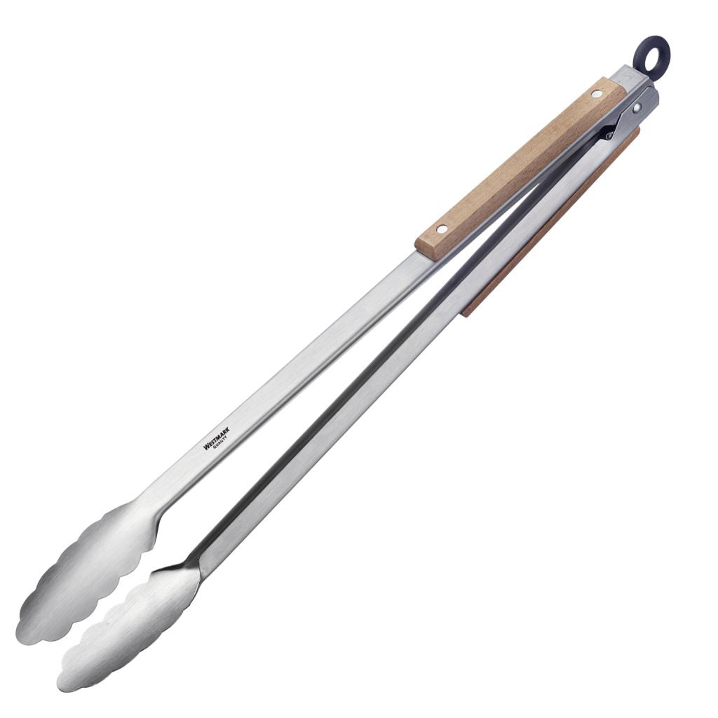 Grilltang - Rustfrit stål med bøgetræ - 44 cm