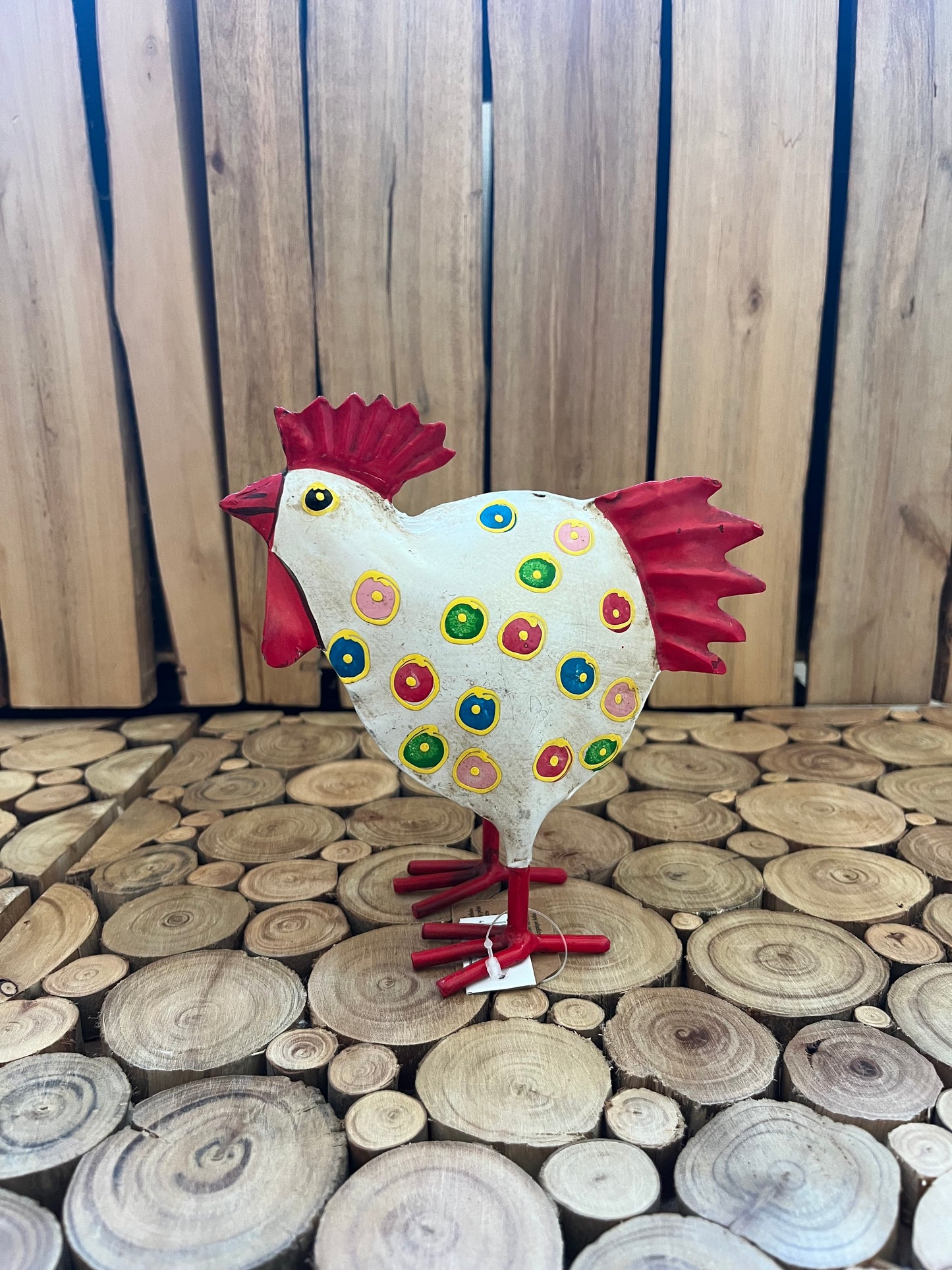 Sæt metal hane og høne - hvid