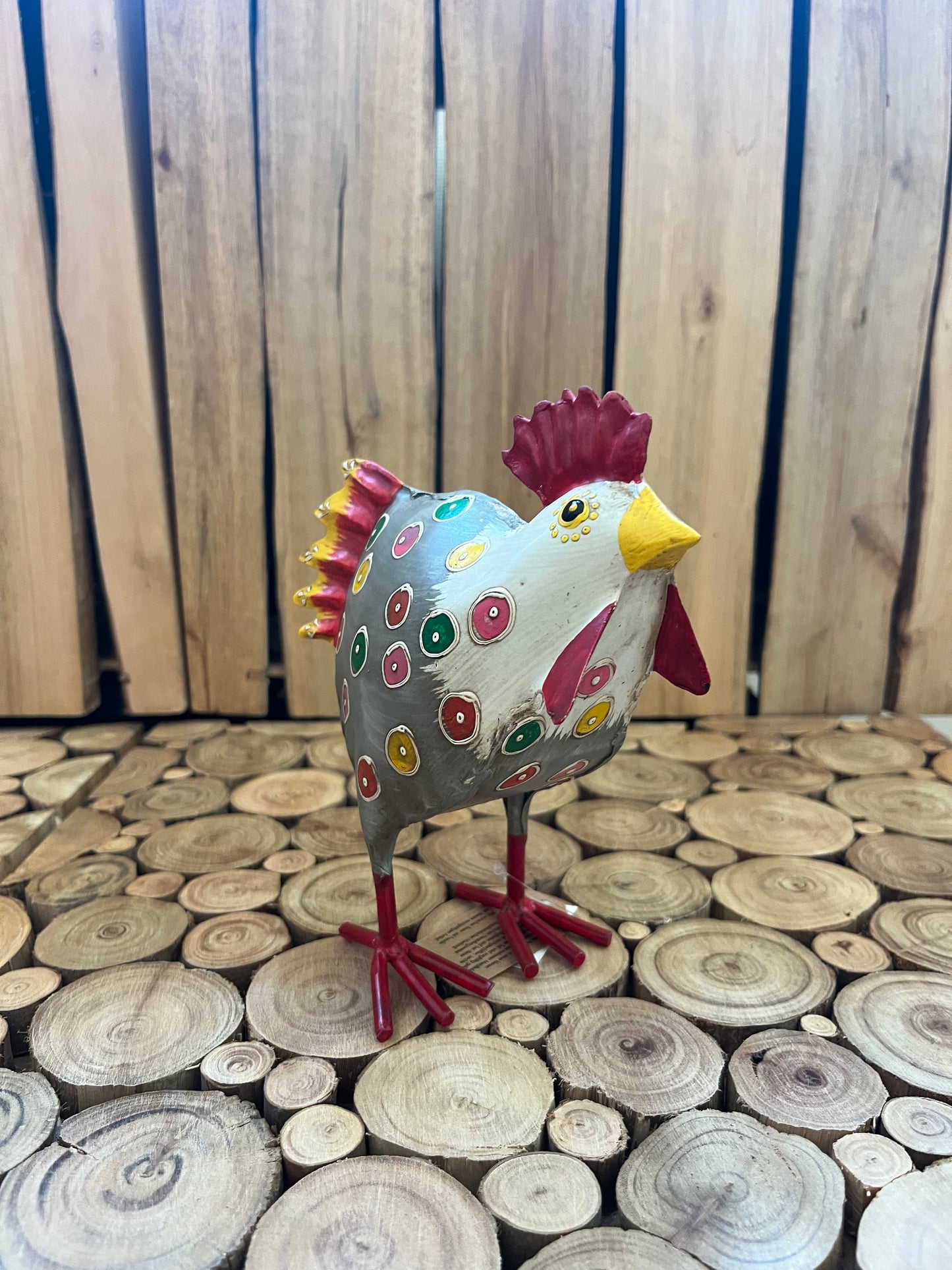 Sæt metal hane og høne - Grå