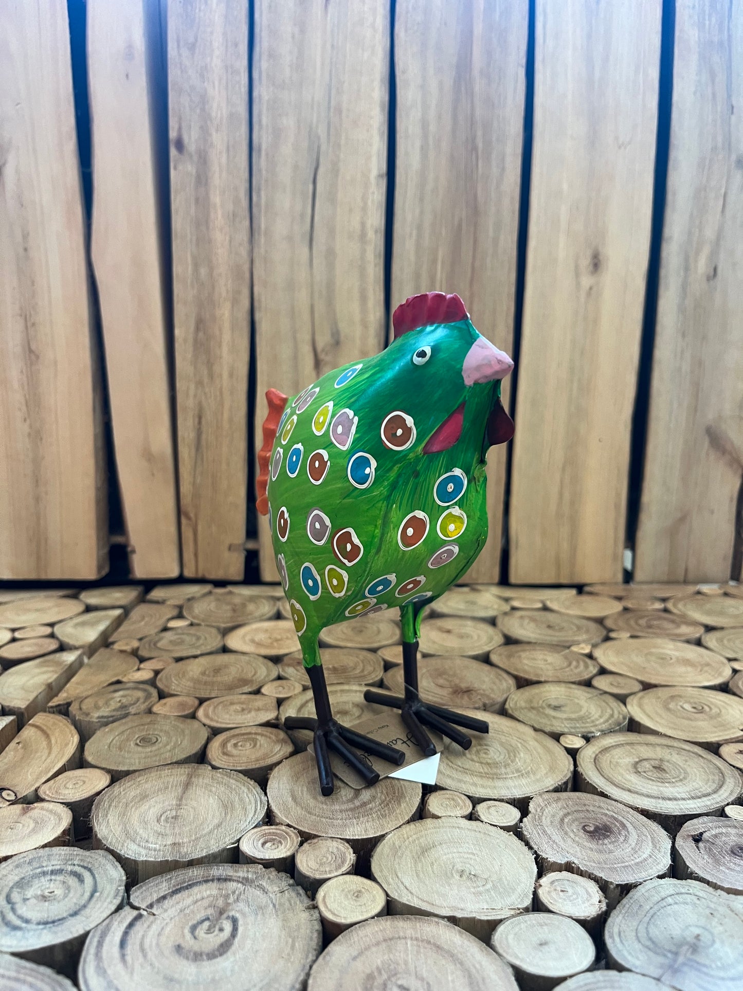 Sæt metal hane og høne - Grøn / Orange