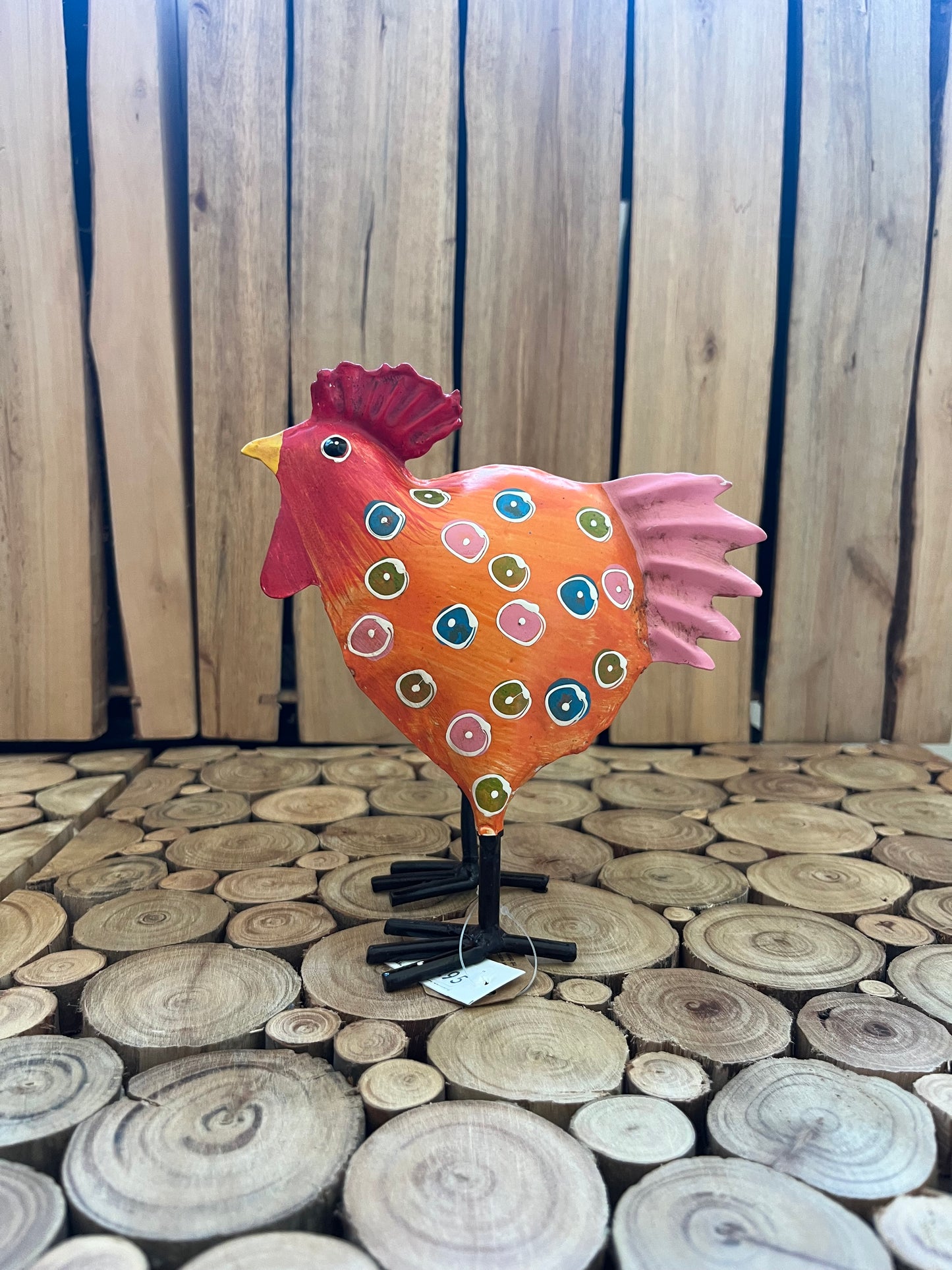 Sæt metal hane og høne - Grøn / Orange