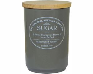 Watson Krukke til sukker - mørk grå m. trælåg - stor
