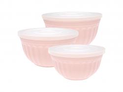 GreenGate Plast skålesæt - med låg - pale pink